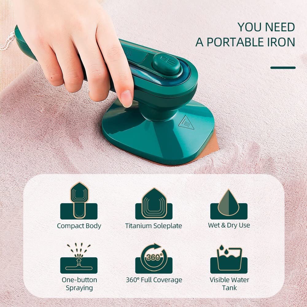Mini Steam Iron Handhled Garment Steamer - Portable Travel Clothes Iron, Fast Heat-Up & Compact Design