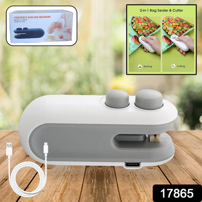 2-in-1 Mini Bag Sealer & Cutter – Portable USB Heat Sealer for Food Storage & Snacks