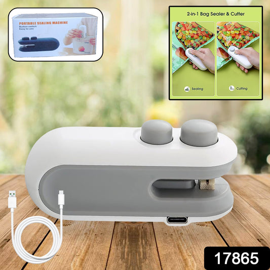 2-in-1 Mini Bag Sealer & Cutter – Portable USB Heat Sealer for Food Storage & Snacks