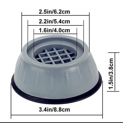 Anti Vibration Pads With Suction Cup Feet - Shock Absorbing Feet For Washing Machine & Appliances