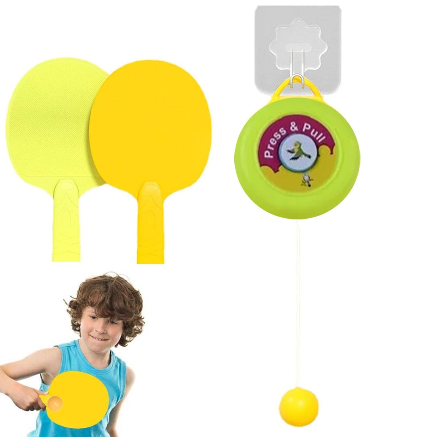 Portable Hanging Table Tennis Trainer - Indoor Self Training Set With 3 Balls
