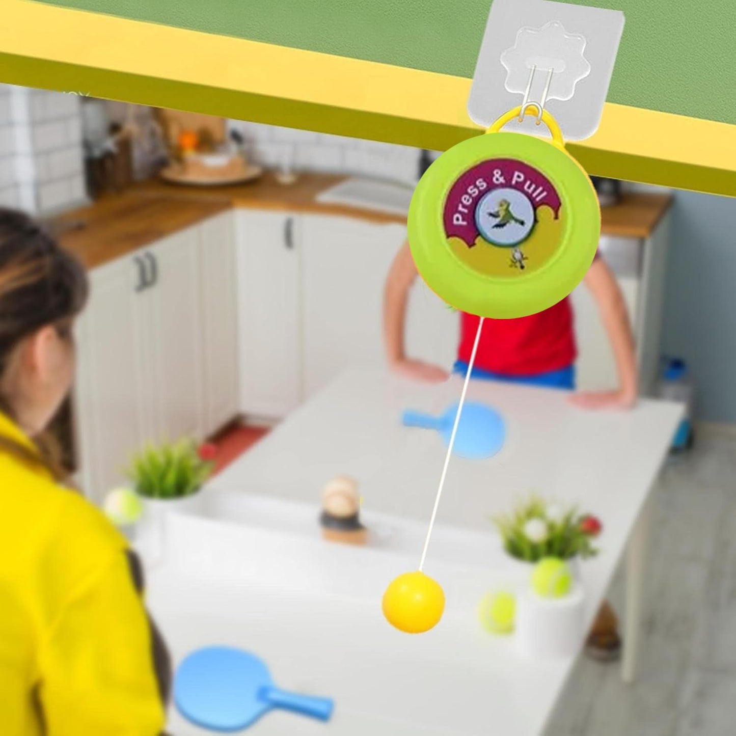 Portable Hanging Table Tennis Trainer - Indoor Self Training Set With 3 Balls