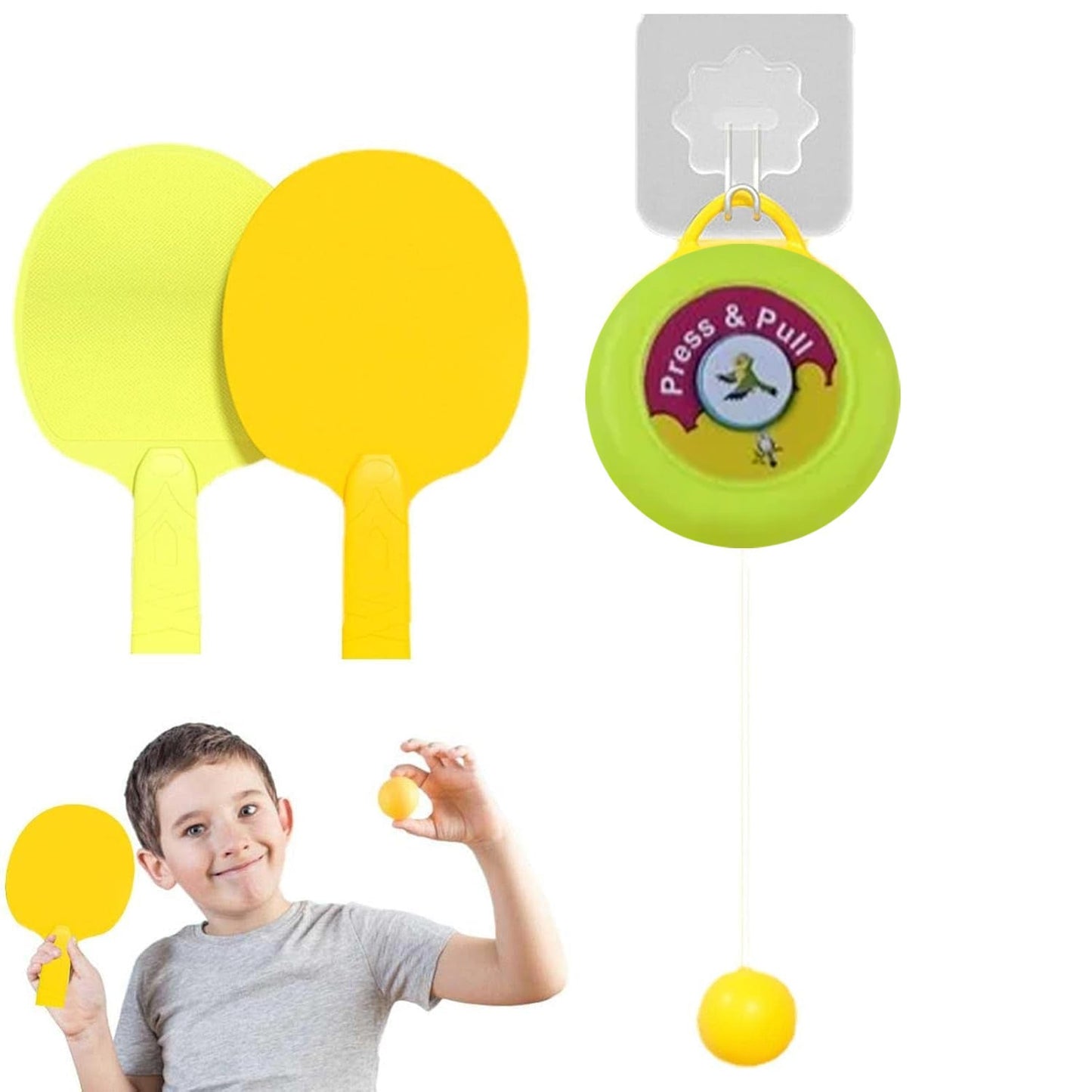 Portable Hanging Table Tennis Trainer - Indoor Self Training Set With 3 Balls