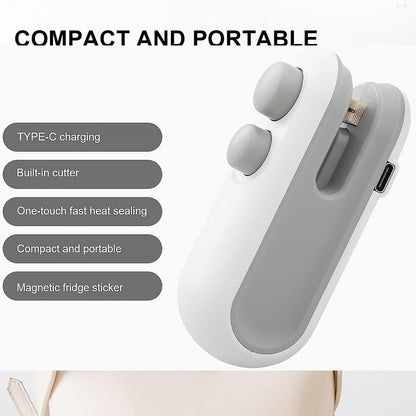 2-in-1 Mini Bag Sealer & Cutter – Portable USB Heat Sealer for Food Storage & Snacks