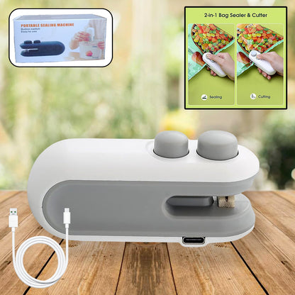 2-in-1 Mini Bag Sealer & Cutter – Portable USB Heat Sealer for Food Storage & Snacks