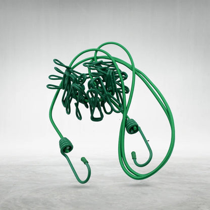 Elastic Cloth Drying Rope with 12 Metal Clips – Portable Clothes Line for Home & Travel